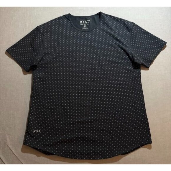 BYLT‎ Drop Cut Shirt Adult Extra Large Black Short Sleeve Pullover Tee Mens - Picture 1 of 10